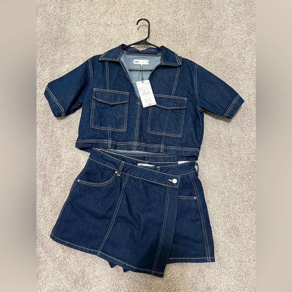 Zara Denim Skort and Top Set Size Medium